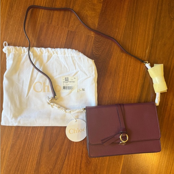NWT Chloe Alphabet clutch on a chain, burgundy - Picture 2 of 2